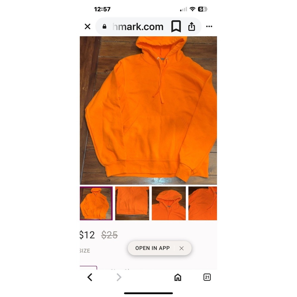 fruit of the loom Neon Orange Large Hoodie